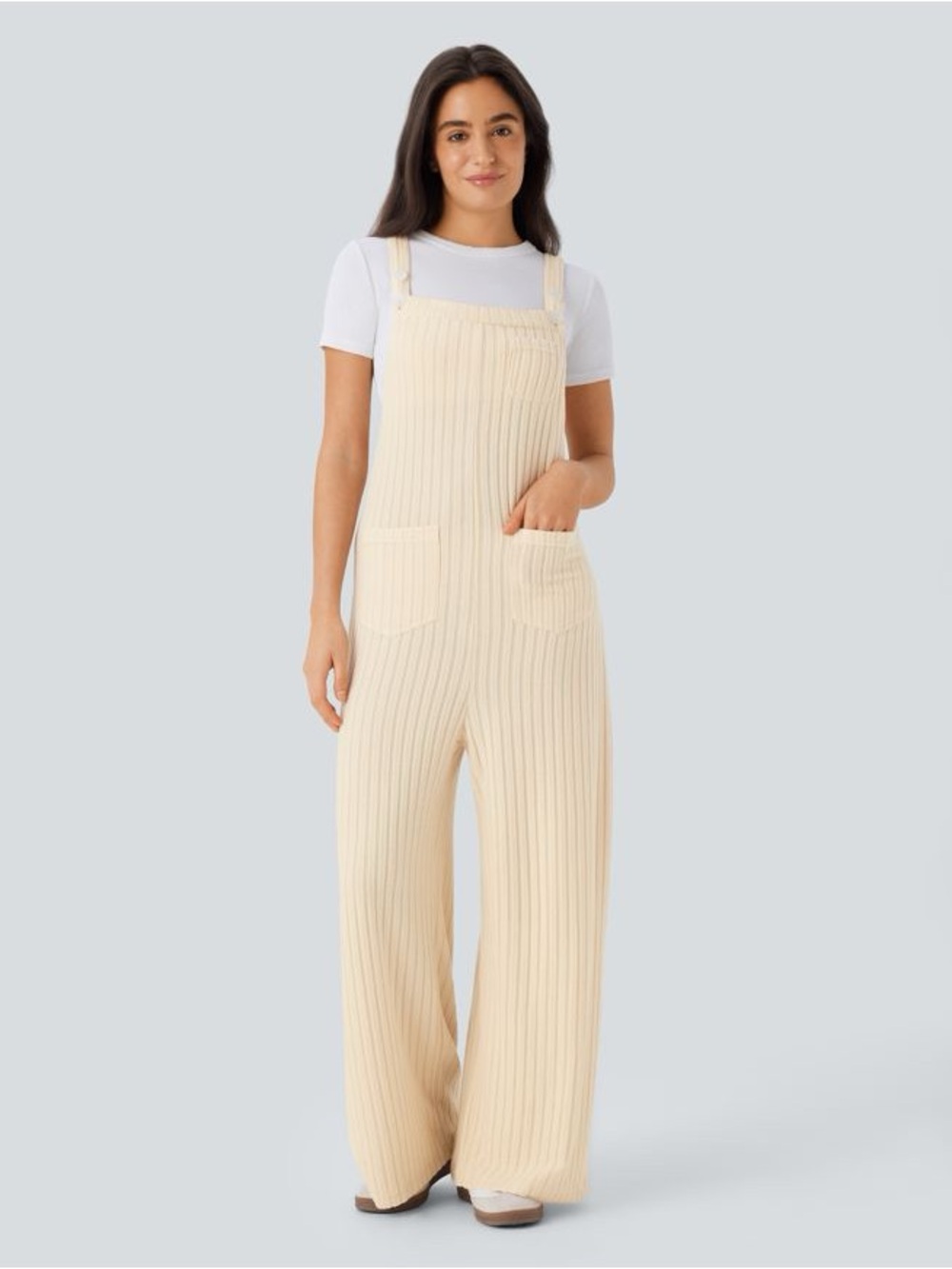 HALARA Ribbed Knit Pockets Casual Overalls